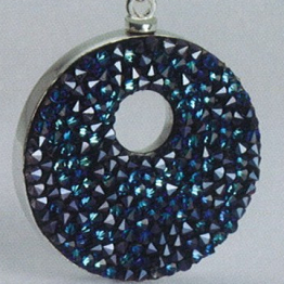 Joya Relicario Sabica Plata de Ley cristal azul Swarovsky